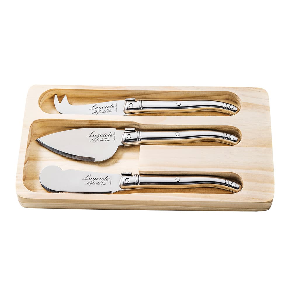 Laguiole Style De Vie Premium Cheese Knives 3 Piece Set Stainless Steel