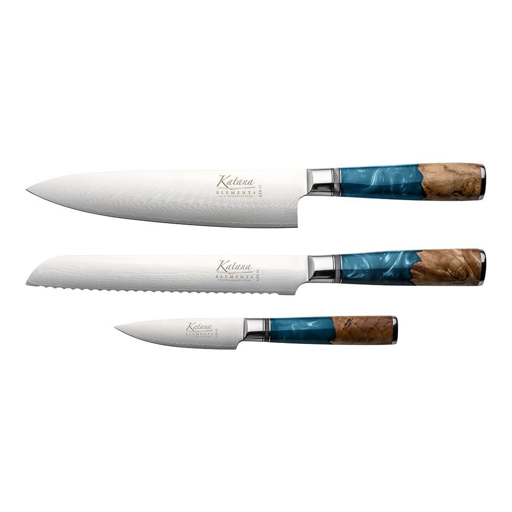Katana Elements 3 Piece Knife Set Ocean Blue