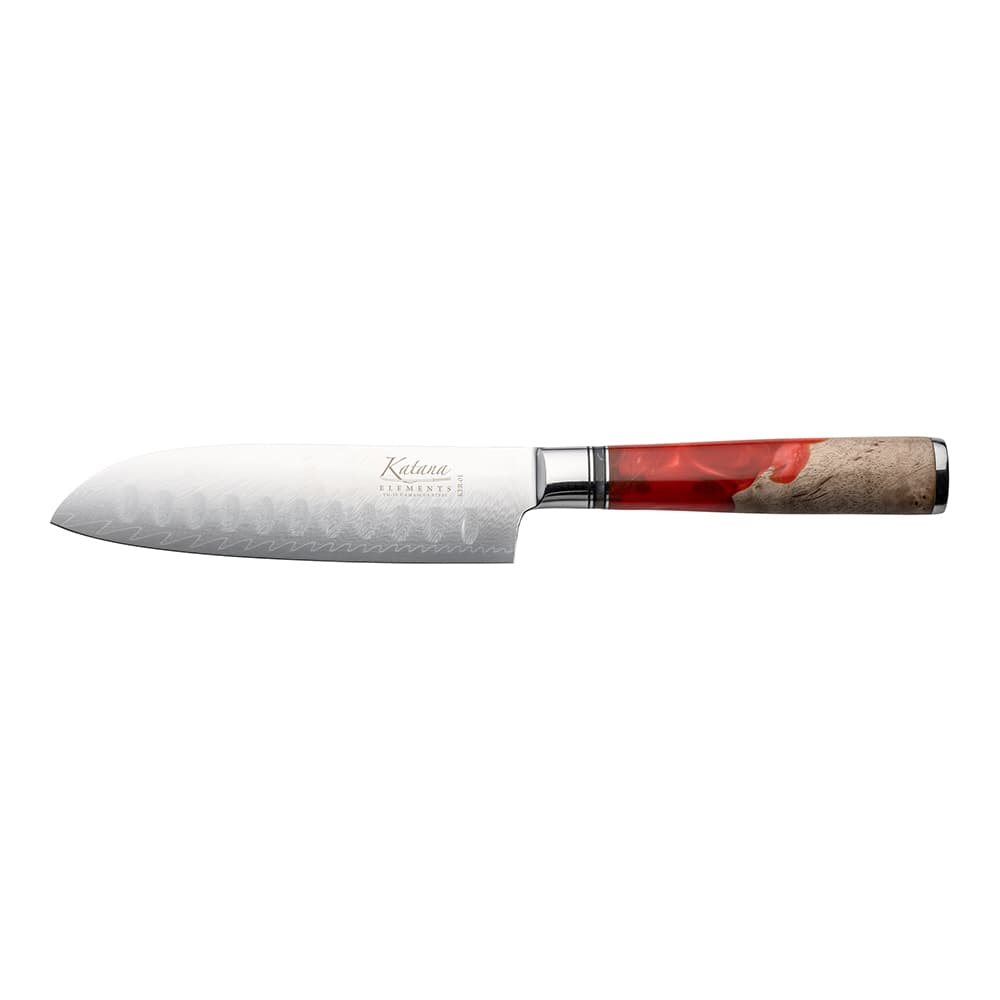 Katana Elements Santoku Knives 12cm Volcanic Red