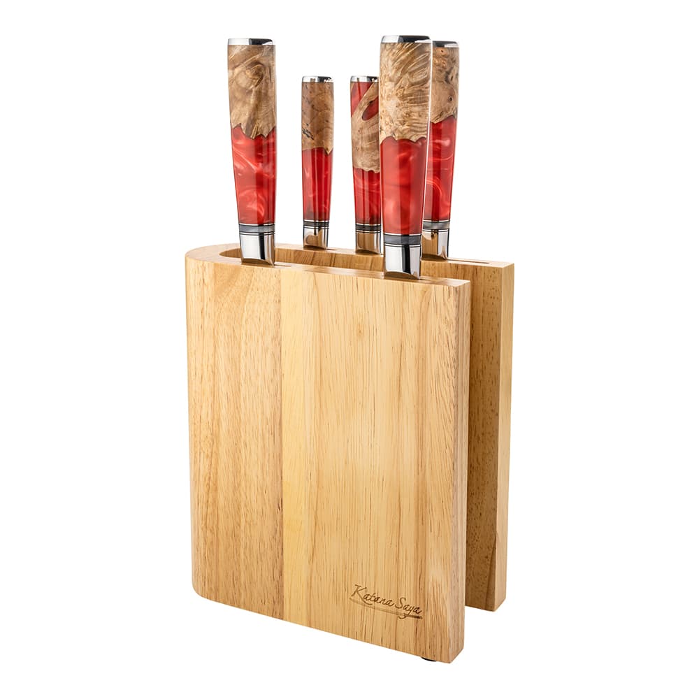 Katana Elements 6 Piece Knife Block Set Volcanic Red