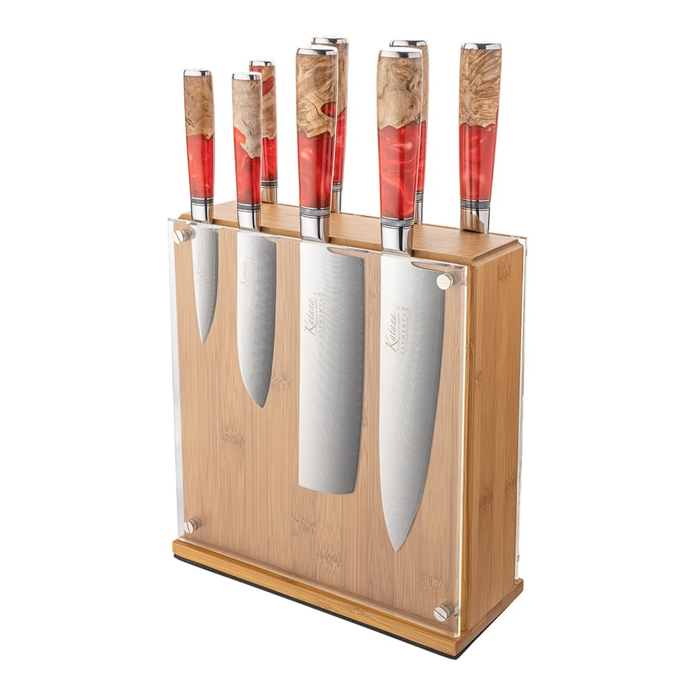 Katana Elements 9 Piece Knife Block Set Volcanic Red