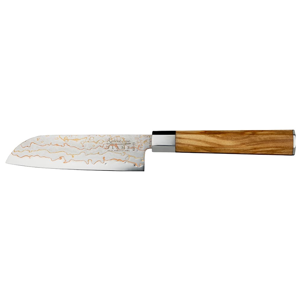 Katana Flame Santoku Knife 12cm Olivewood