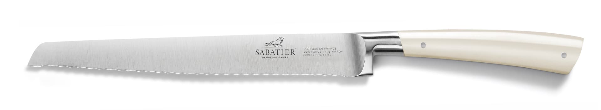 Lion Sabatier® Edonist Perle 20cm Bread Knife (Pearl Handle with Stainless Steel Rivets)