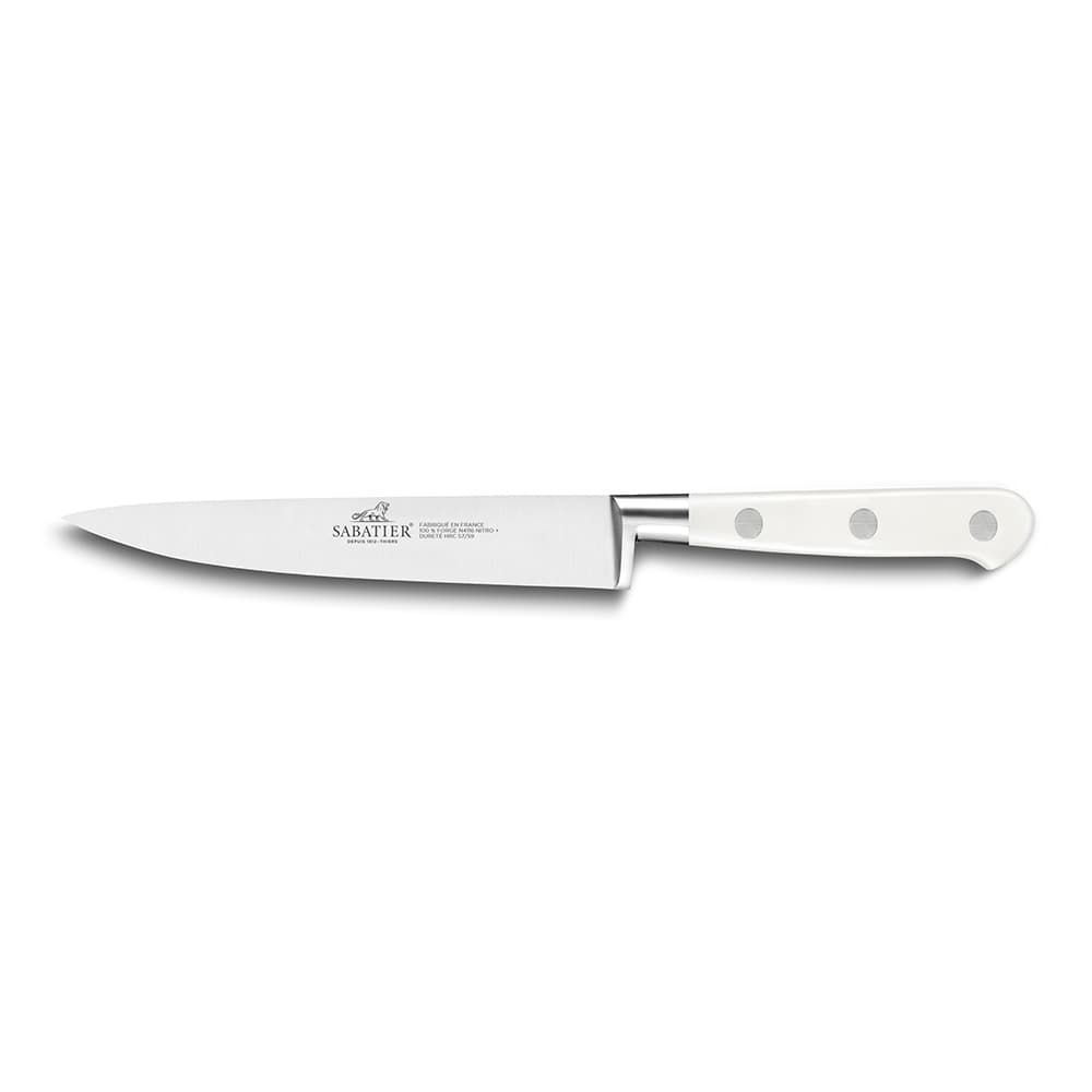 Lion Sabatier® Ideal Toque Blanche 20cm Flexible Filleting Knife (White Handle with Stainless Steel Rivets)