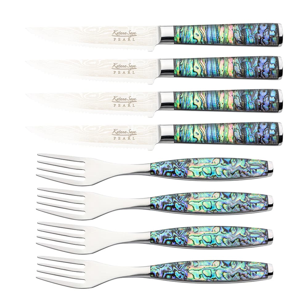 Katana Pearl 8 Piece Steak Knife & Fork Set