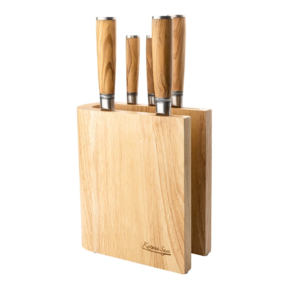 Katana Saya Olivewood 6 Piece Knife Block Set