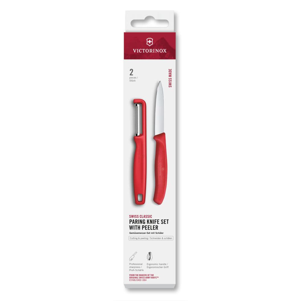 Victorinox Swiss Classic Paring Knife with L-Peeler 2 Piece Set - Red