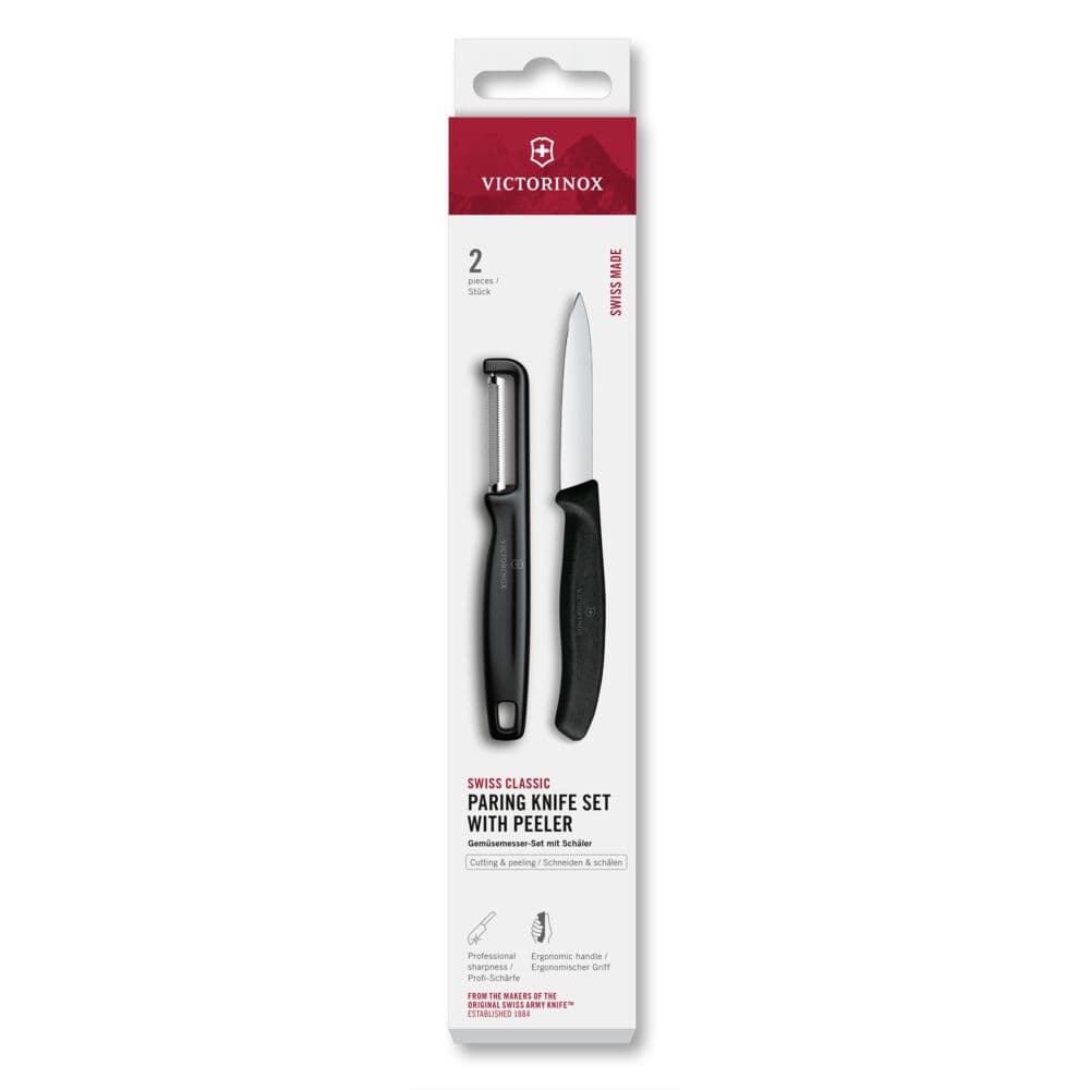 Victorinox Swiss Classic Paring Knife with L-Peeler 2 Piece Set - Black