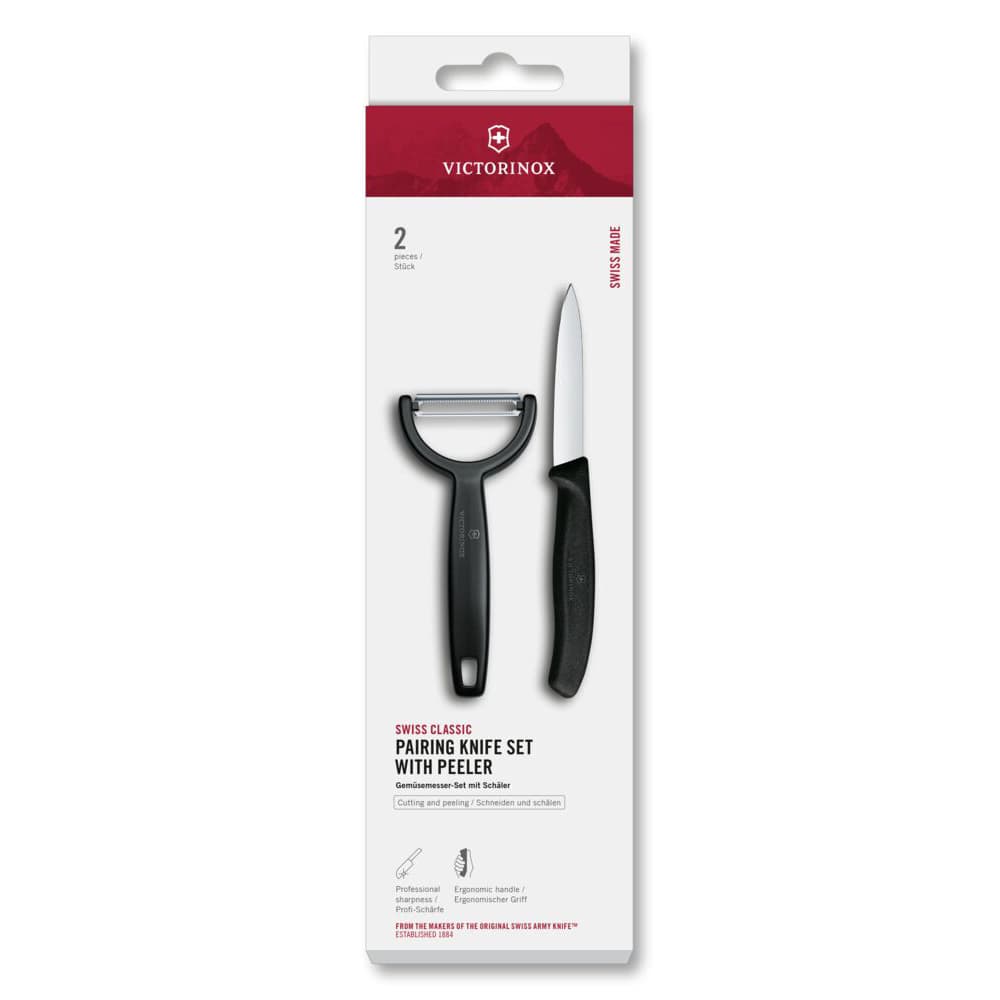 Victorinox Swiss Classic Paring Knife with Y-Peeler 2 Piece Set - Black