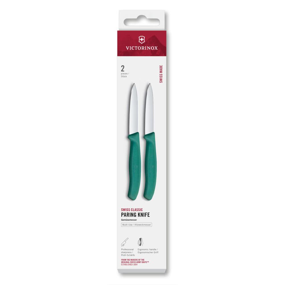 Victorinox Swiss Classic 8cm Paring Knife 2 Piece Set - Green