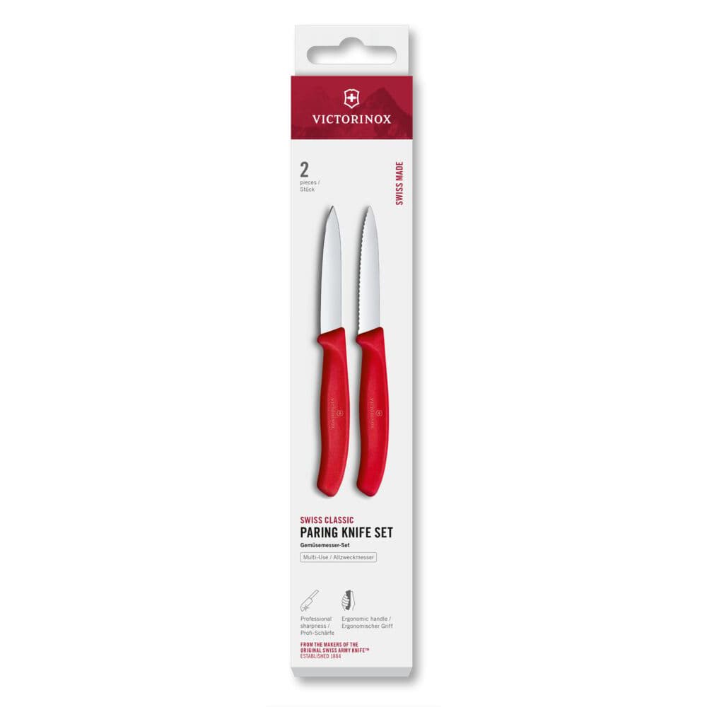 Victorinox Swiss Classic 8cm Paring Knife 2 Piece Set - Red