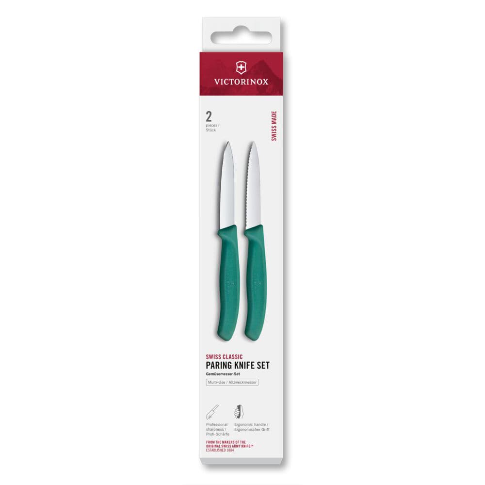 Victorinox Swiss Classic 8cm Paring Knife 2 Piece Set - Green