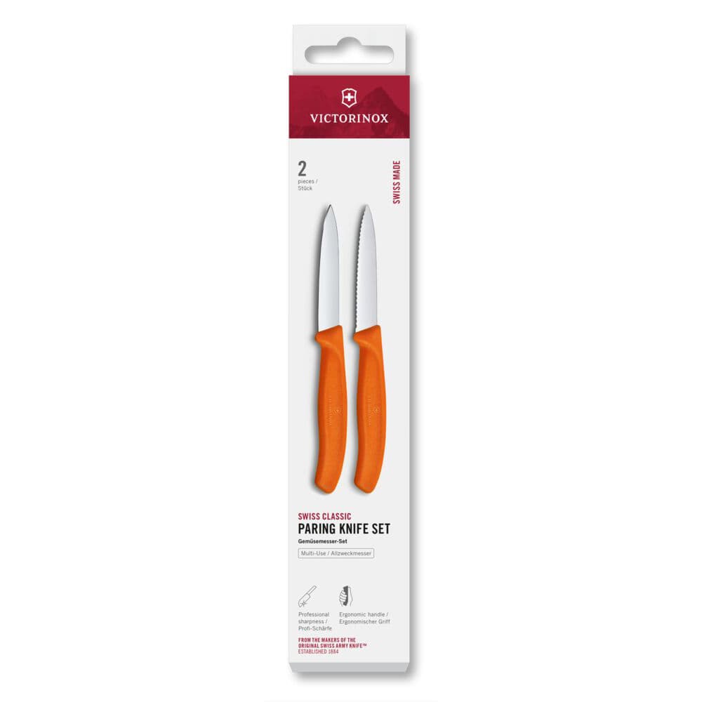 Victorinox Swiss Classic 8cm Paring Knife 2 Piece Set - Orange