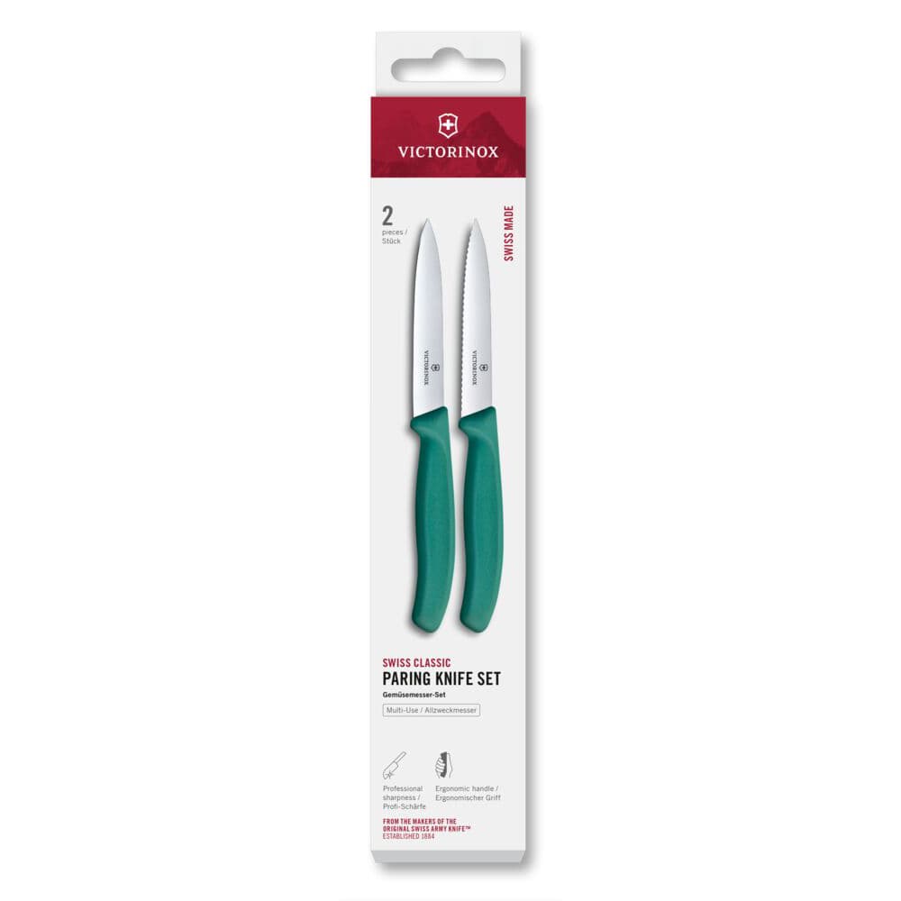 Victorinox Swiss Classic 10cm Paring Knife 2 Piece Set - Green