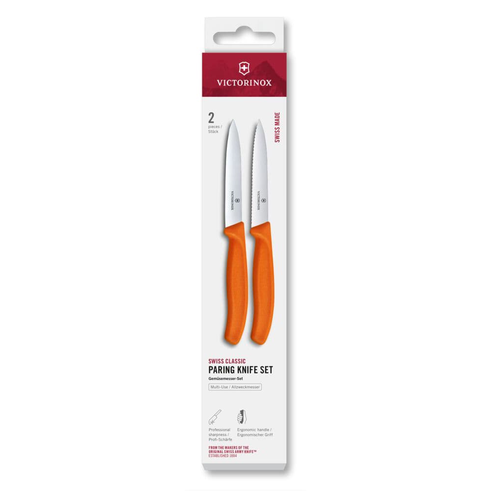 Victorinox Swiss Classic 10cm Paring Knife 2 Piece Set - Orange