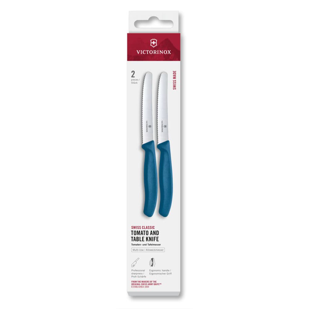 Victorinox Swiss Modern 11cm Serrated Tomato & Table Knife 2 Piece Set - Blue