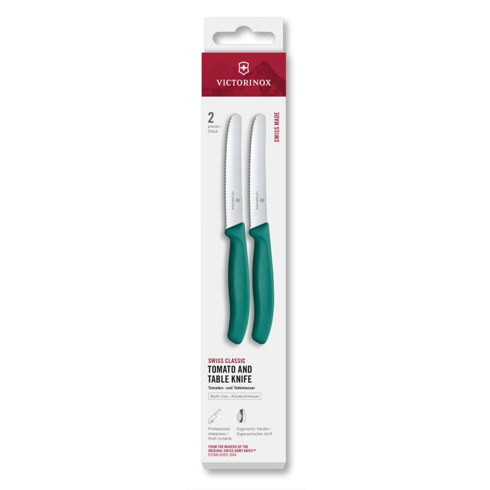 Victorinox Swiss Modern 11cm Serrated Tomato & Table Knife 2 Piece Set - Green