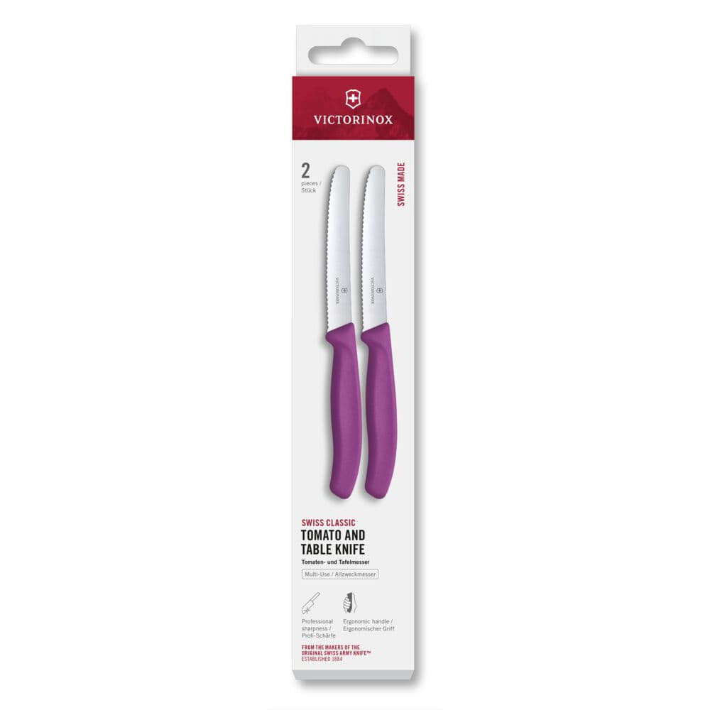 Victorinox Swiss Modern 11cm Serrated Tomato & Table Knife 2 Piece Set - Purple