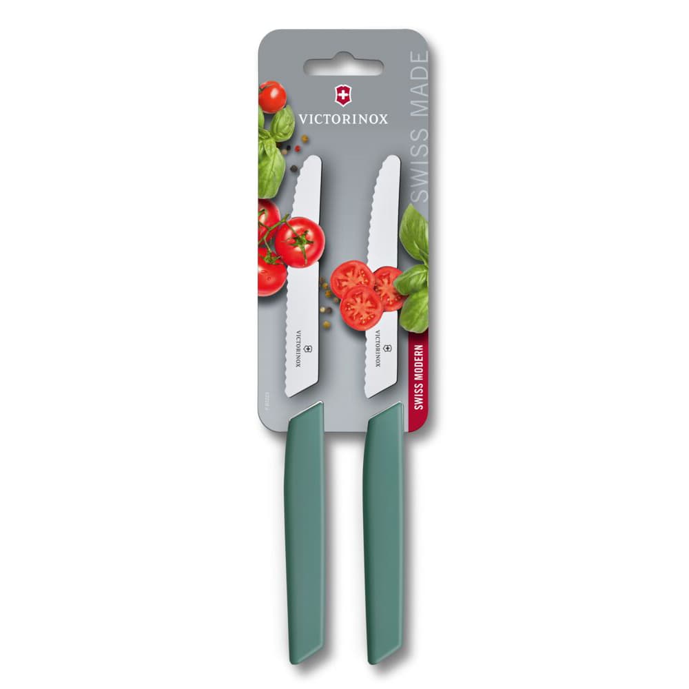 Victorinox Swiss Modern 11cm Serrated Tomato & Table Knife 2 Piece Set - Sage