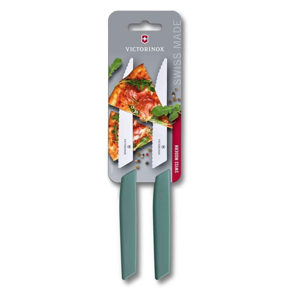 Victorinox Swiss Modern 12cm Serrated Steak & Pizza Knife 2 Piece Set - Sage