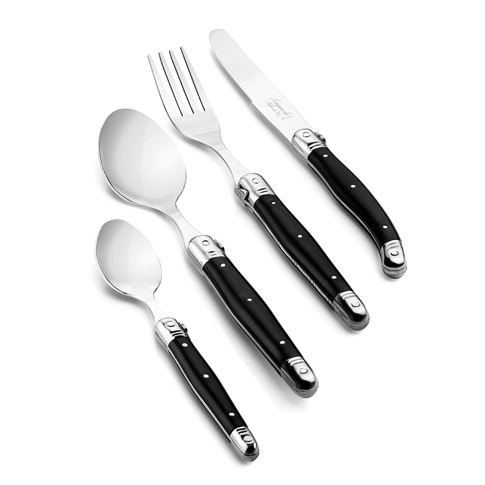 Laguiole Style De Vie Premium 24 Piece Cutlery Set Black
