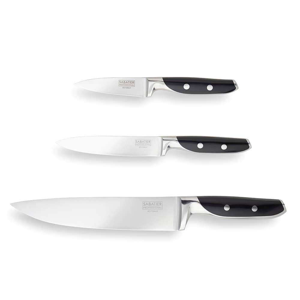 Sabatier Professional SAB116 Series 3 Piece Kitchen Knife Set - Chef's, All Purpose & Paring Knife (SAB116BS1)
