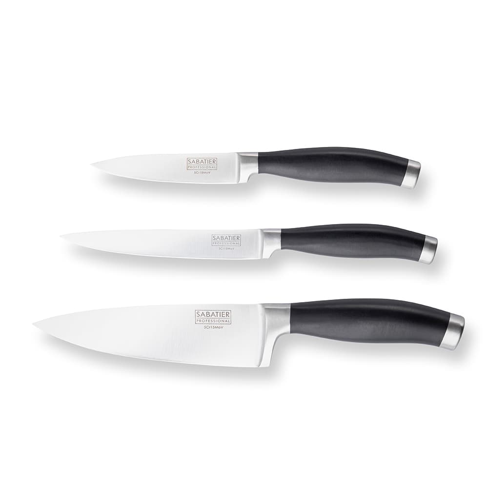 Sabatier Professional 801 Series 3 Piece Kitchen Knife Set - Chef's, Paring & All Purpose (SAB801BS1)