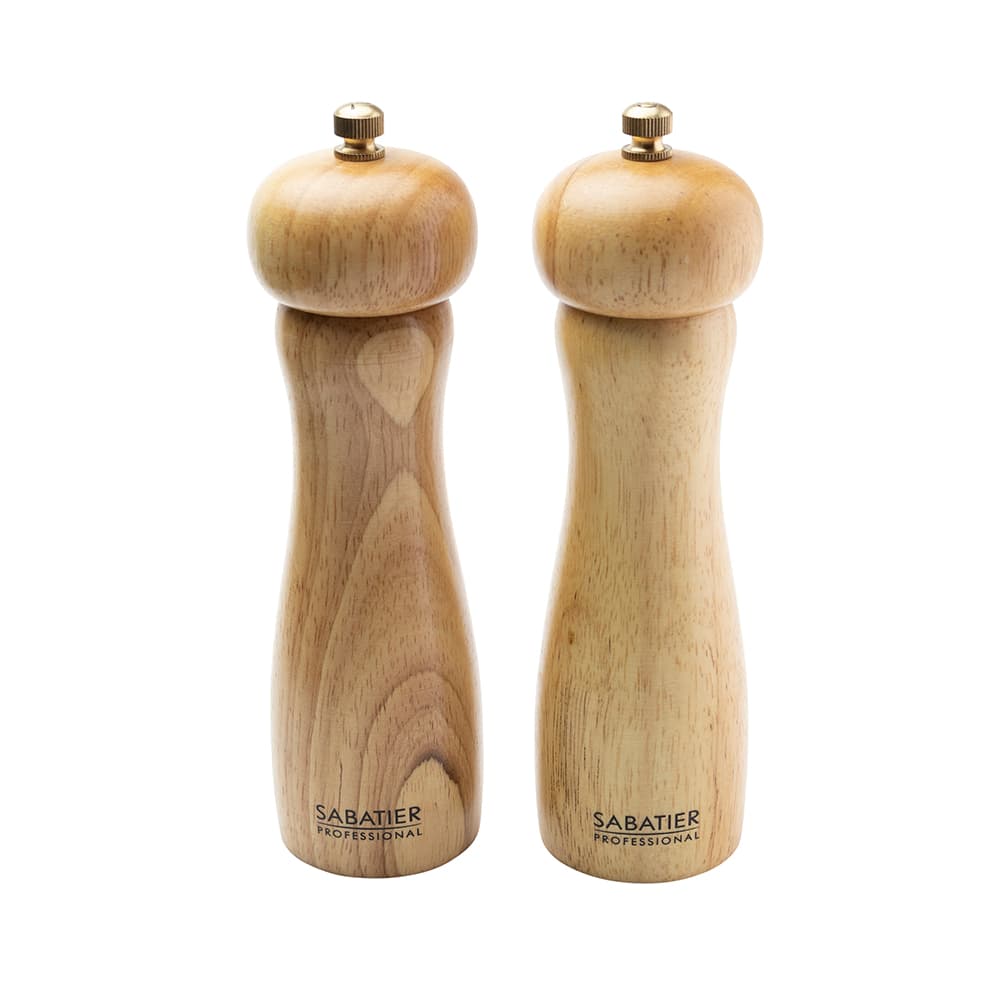 Sabatier Professional Bordeaux Salt & Pepper Mill 17.5cm Rubber Wood (SABMLSET3)